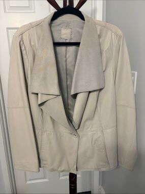 Draped Cream-Colour Leather Jacket